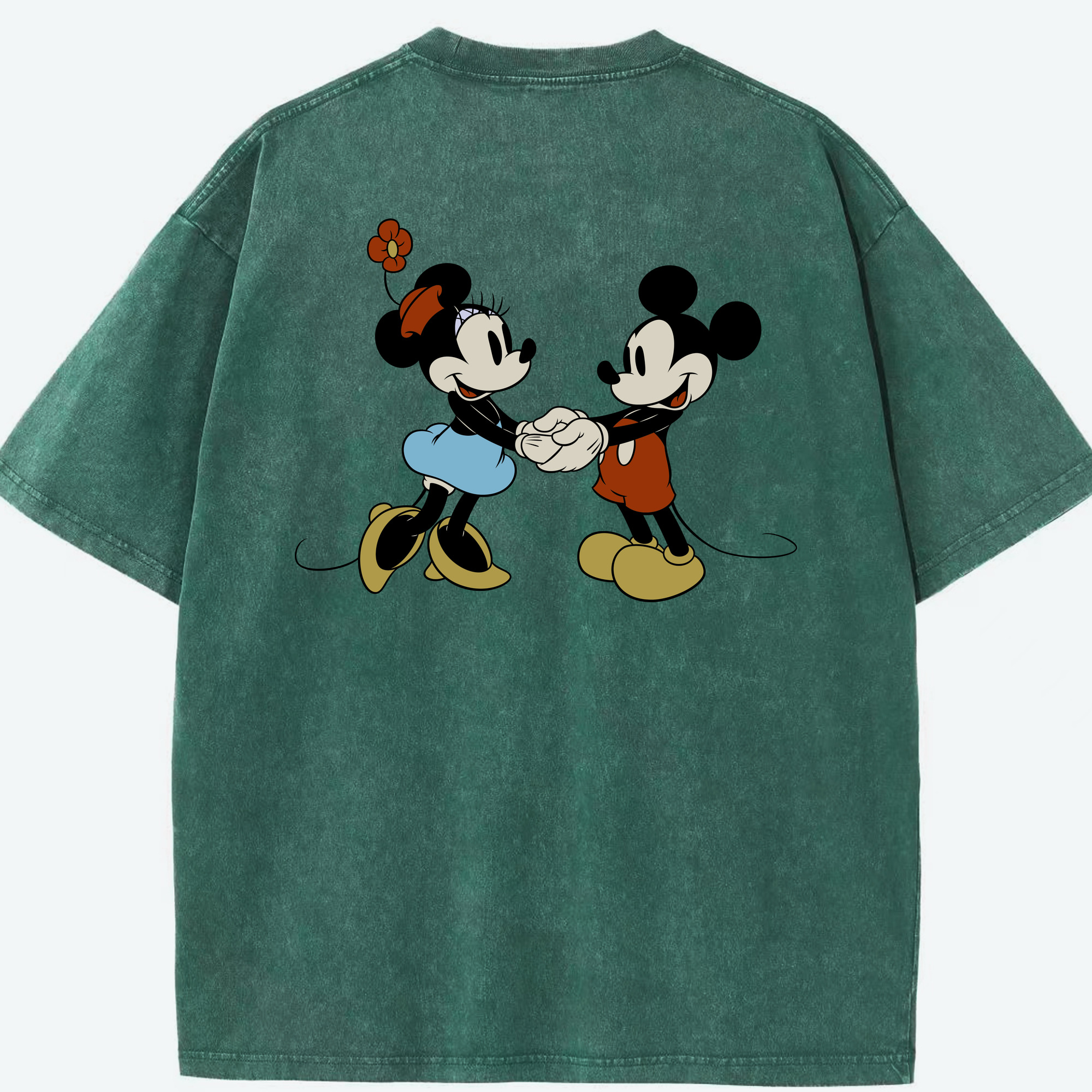 （画像用） ミッキーマウス Mickey Mouse 綿100% ヴィンテージ風 半袖Tシャツ（背面プリント）